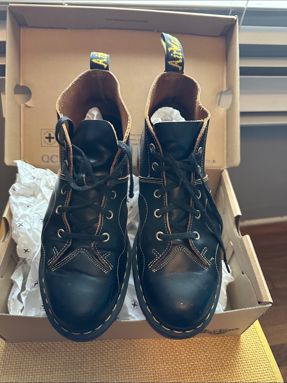 Dr. Martens Black Leather Chukka Boots with Yellow Stitching - Picture 2 of 7